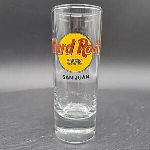 San Juan - Hard Rock Cafe Shot Glass 4" Tall - Puerto Rico, Black Letters